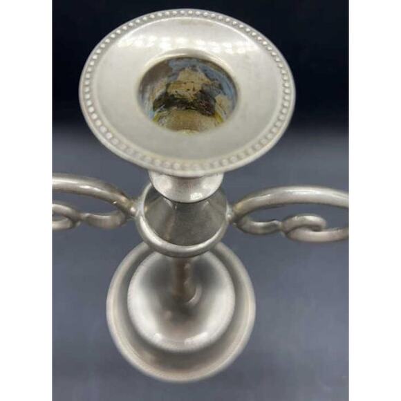 Vintage Silver-Plated 3-Pc Candle Holder Set 3-Arm Candelabra & 2 Single Holders - Picture 5 of 10